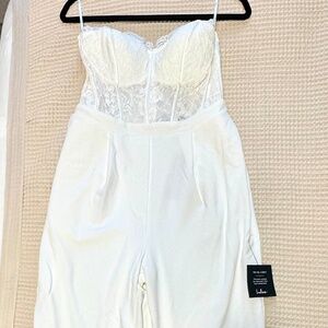 NEVER USED/WITH TAGS** White Lace Strapless Bustier Jumpsuit